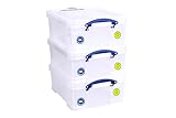 Really Useful Box Plastic Storage 18 Litre Clear (Pack Of 3)