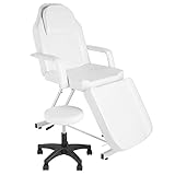 Bonnlo Salon Tattoo Chair Esthetician Bed,Multi-Purpose Facial Bed Chair for Barber Spa Beauty Salon with Hydraulic Stool Equipment (White)