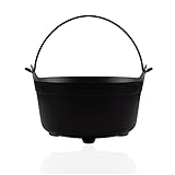 AKH® Halloween Cauldron | 23 cm Diameter | Large Candy Bucket with Handle Plastic | Lightweight Halloween Candy Holder | Black Cauldron Candy Basket | Trick and Treat Sweet Holder