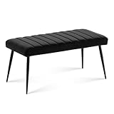 CLIPOP Vintage Velvet 2-Seater Upholstered Dining Bench Seat Shoe Bench for Hallway Indoor Ottoman Bench for End of Bed, Living Room (Black)
