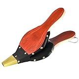 Mini Wooden Fireplace Bellows 12" x 4.92" Wood Air Bellows Manual Air Blower Fast Fire Starter with Hanging Leather Strap for BBQ, Fireplace and Wood Stove, Brown