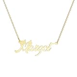 ZNA Jewels Personalised Margot Name Pendant Necklace | 18K Gold Plated | Using the Unique Lucy Font | The Perfect Handmade Gift (Gold-Margot)