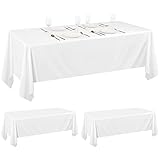 2Pack White Polyester Tablecloths 60 x 102 Inch for 6ft Rectangle Tables Polyester Table Cover Stain and Wrinkle Resistant Washable Table Cloth for Wedding Reception Banquet Party Restaurant