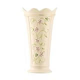 Belleek Irish Flax Vase - White Flower Vase Handcrafted Fine Parian China Irish Decor, 6"W x 9.5"H