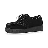 Ajvani Mens lace up Goth Punk Rockabilly Brothel Creepers Teddy boy Shoes Size 10 44, Black Suede, 10 UK