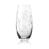 DIAMANTE Swarovski Barrel Shaped Crystal Glass Vase "Leaf" - Hand Cut Flowering Vine Decoration with Swarovski Crystals - 25cm in gift box