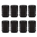 Pack of 8 Metal Dust Caps for Car Tyres, Aluminum Alloy Wheel Centre Caps, Tyre Valve Dust Caps, Valve Stem Caps Black Valve Covers Compatible with Bmw Audi Mercedes Porsche (Black)