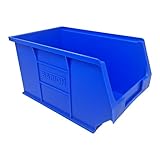 Blue Storage Lin Bins | Tool Organiser Bin | Stackable Boxes for Garage | Wall Hanging Box | DIY Storage | Plastic Drawers (Medium-240x150x132mm) (10 Bins)