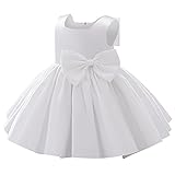 Baby Girls Little Girls Bowknot Tutu Princess Prom Dress Formal Ball Gown Birthday Wedding Party Christening Baptism Dresses White 6-12 Months