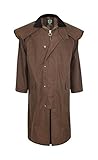 Portmann Stockman Unisex Premium Quality Lined Waxed Cape Long Rain Coat Hand Made in UK (XL, Tan)