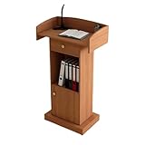 Classic Wooden Lectern Podium Stand with Drawer Adjustable Floor Stand for Churches Weddings Speeches – Elegant Reception Desk 24x17x49in Perfect for Hotels