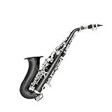Bb Bent Soprano Saxophone Brass Kit with Case and Cleaning Set, Complete Woodwind Instrument for Beginners and Performers
