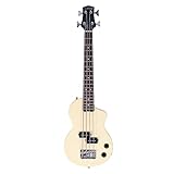Carry-on Mini Vintage White Electric Bass Guitar – Compact Bass for Kids, Travel & Beginners