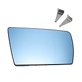X AUTOHAUX Car Rearview Right Side Mirror Glass Replacement W/Backing Plate Aspherical Heated Blue Glass for Mercedes C-CLASS W202 E CLASS S210/W210 S-CLASS W140