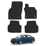 Skoda Octavia (2013-2020) Rubber Car Mats Accessories Tailored Fit Compatible Accessory Waterproof Protection Non-Slip Floor Mats Full Coverage Durable Front Rear Set Coverage with Clips