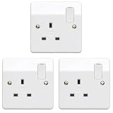 MK Logic Plus Single Socket (K2757 WHI DP) 13A 1 Gang, in White, with Inherent Antimicrobial Properties. (Pack of 3)