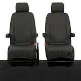 My Van Seat Covers | To Fit VW Transporter T5/T5.1 Caravelle Seat Covers 2003-2015 | Tailored Waterproof Easy to Fit | Front (Single/Single WITH Armrests) Black - MVSC104BAD7