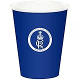 SHATCHI 10pcs King Charles III Blue Paper Cups 9oz King's Coronation UK British Royal Party Supplies Tableware Decorations Souvenir