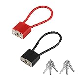 2 Pcs Steel Rope Padlocks with Keys and Heavy Duty Long Shackle Padlocks, Flexible Cable Padlock for Outdoor Indoor Wheelie Bin Bicycle Suitcase Gate Gym Locker Wire