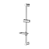 Ibergrif M20802 Shower Riser Rail, 60cm Shower Rail, Wall Mounted Shower Rail kit with Soap Dish Bracket Adjustable Shower Head Holder Bar, Shower Slider Rail for Bathroom, Chrome, Silver