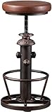 Vintage Bar Stools Fire Hydrant Design Swivel PU Seat 24-30inch Counter Height Adjustable Industrial Kitchen Island Stool Retro Dining Chair Farmhouse Office Guest Stool