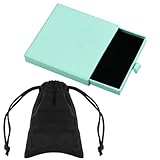 Blue Jewelry Gift Box with Flannel Bag, 9x9x1.7cm Small Jewellery Box, Necklace Bracelet Earring Kraft Organizer Box Portable Square Lidded Pendent Storage Case Small Gift Box