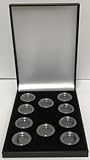 Coingallery Deluxe Black Sovereign Case With Capsules For 10 Gold Sovereigns (Case for 10 half sovereigns)