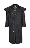 Stockman Unisex Premium Quality Lined Waxed Cape Long Raincoat Made in UK (XL, Black)
