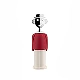 Alessi AAM23 R Design Corkscrew, Chrome Zamak and Thermoplastic Resin, Red