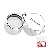 CUNTAUK Jewellers Loupe Magnifying Glass, 10X Handheld Magnifier Jewelers Loupes Magnifying Glasses with Case Applied to Science Reading Books Newspaper Insects Hobby Observation (10X)