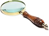 Antique Magnifying Glass 10X Reading Wooden Magnifier with Hand-Crafted Wooden Handle for Reading Book & Inspection | Kids & Adults (Hand-Carved)