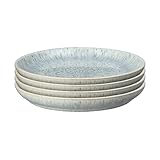 Denby - Halo Speckle Dinner Plates Set of 4 - Grey, Neutral Patterned Coupe Dishwasher Microwave Safe Crockery 26cm - Glazed Ceramic Stoneware Tableware - Chip & Crack Resistant