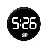 Round Digital Car Clock, Car Mini Digital Clock for Dashboard, Car Interior, Small Mini Car Dashboard Accessories, Digital Timer Easy To Read Time for Automotive Boat Bike Decoration (Black)