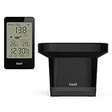 uzoli EM3356E Wireless Rain Gauge Outdoor, Digital Rain Gauges with Self-Emptying Collector, Thermometer, Customizable Alerts, Atomic Clock, Rainfall History for Yard, Garden, Outdoor Use