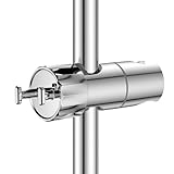 YEAUPE Shower Head Holder with 2 Hooks for 19-23mm Shower Hose and 16-28mm Slide Rod,No Drilling,Angle and Height Adjustable,360°Rotation,Universal Shower Riser Rail Replacement Bracket,Chrome Plated