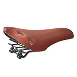 SOLODRIVE Vintage Bike Saddle, Comfort PU Leader Bike Seat with Soft Memory Foam Padded, Coil Spring Suspension Bicycle Seat for Men & Women