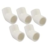 TA-VIGOR 5Pcs PVC Pipe Fittings 45 Angle Degree, 20mm Dia Elbow Slip Connector, 2 Way White Water Pipe Quick Connectors Adapters Corner Fittings for DIY Shelf Garden