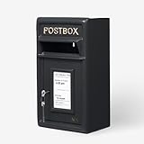 ACL Black Post Box Wall Mounted Post Boxes for Outside | Cast Iron Durable Lockable Mailbox for Letters, Magazines, and Parcels | Weather-Resistant Outdoor Letterbox - 24W x 17D x 44H