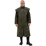 Game Technical Apparel Mens Stockman Long Length Wax Riding Cape Coat with Tartan Lining (L, Olive)