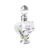 Dophee Retro Crystal Perfume Bottle, Refillable Perfume Bottle Flower Heart Shape Glass Empty Container for Fragrance Restoring, Dresser Table Decor, Holiday Gifts(10ml, White)