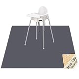 Splash Mat for Under High Chair/Arts/Crafts, WOMUMON 51" Washable Splat Mat Waterproof Anti-slip Floor Protector Messy Spill Messy Floor Cover for Pet (Grey)