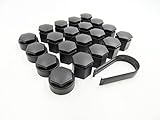 Partsdealers WHEEL NUT COVERS FOR VAUXHALL OPEL ASTRA J K ZAFIRA C MOKKA INSIGNIA B 2010-2023 LOCKING CAPS SET x20 19mm + REMOVAL TOOL (Black)