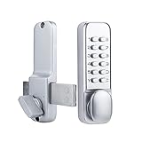 Stainless Steel 100% Mechanical Door Locks with Keypad Door Knob, Waterproof Keyless Entry Door Keypads Deadbolt Lock with Handle, Digital Outdoor Gate Combination Door Locks Set with Keypads (Silver)