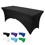 Zdada 6ft Stretch Table Cover Spandex Table Cloth Tight Fitted Tablecloths Rectangular Trestle Table Cover Banquet Wedding Exhibitions Cocktail Craft Table Cover-Black