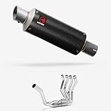 Lextek Carbon Fibre GP8C GP Stubby Exhaust System 240mm Single Sided compatible with Honda CBR1100XX Blackbird (97-99)