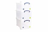 Really Useful Box Plastic Storage 48 Litre Clear (Pack Of 3)