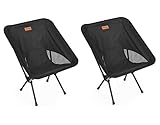 Rainberg Ultra Lightweight Camping Chair, Folding Chair, Camping Chairs for Adults, Foldable Garden Outdoor Picnic BBQ Chairs. (Pack of 2, Black)