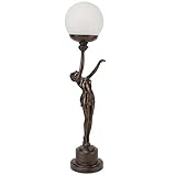 Julianna Art Deco Nora Standing Lady Holding Arm Up Crackle Ball Shade Lamp