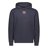 PAUL & SHARK Hooded Sweatshirt in Organic Cotton and Blue Logo Print, See PHOTOS, XXL