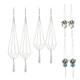 4Pcs Hanging Planters Baskets - Macrame Plant Hangers, Cotton Rope Hanging Basket, Flower Pot Hangers, Hanging Plant Holders for Indoor Outdoor Balcony Garden (80cm & 100cm)